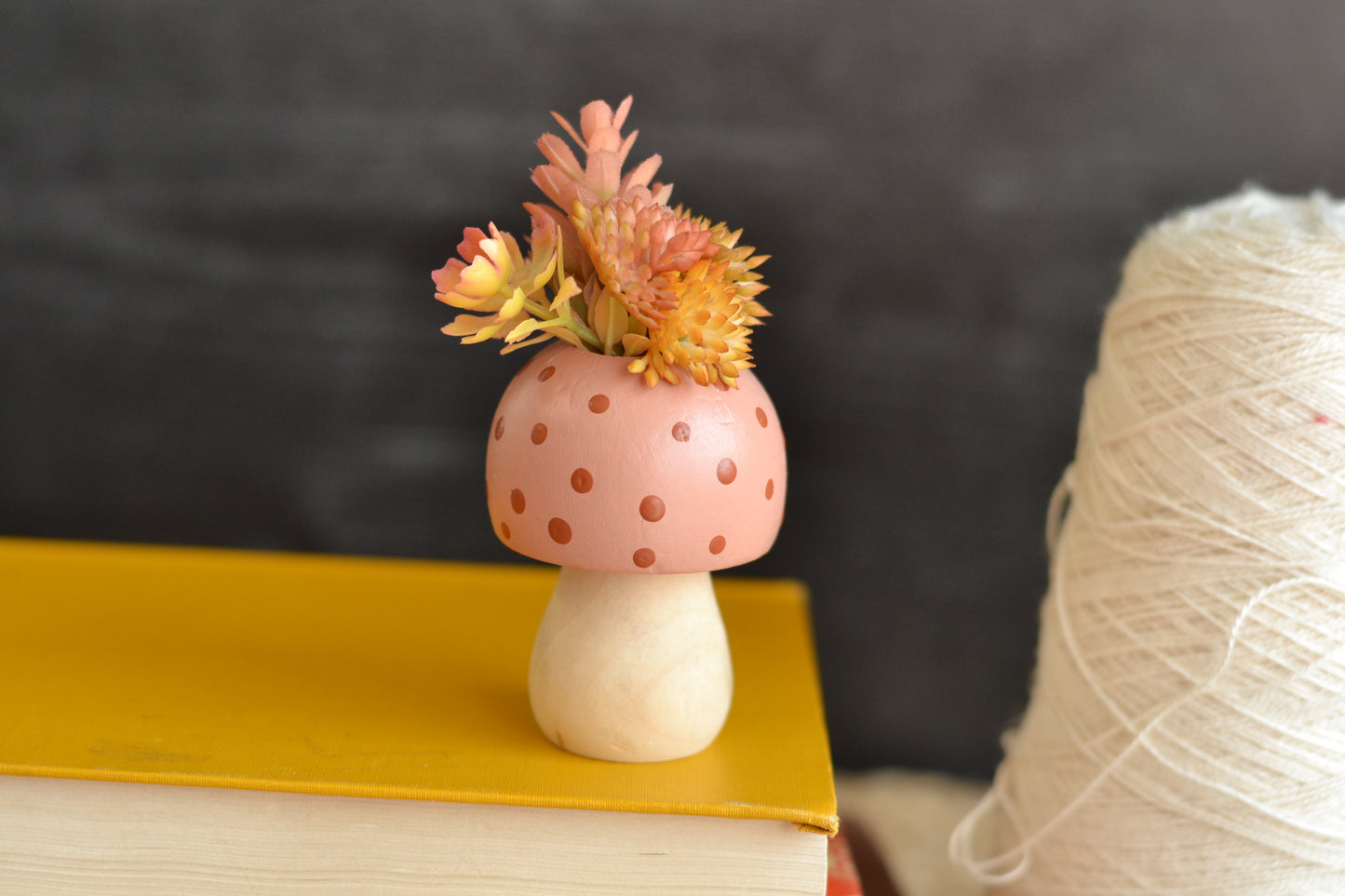Blush Floral Wood Mushroom - F17