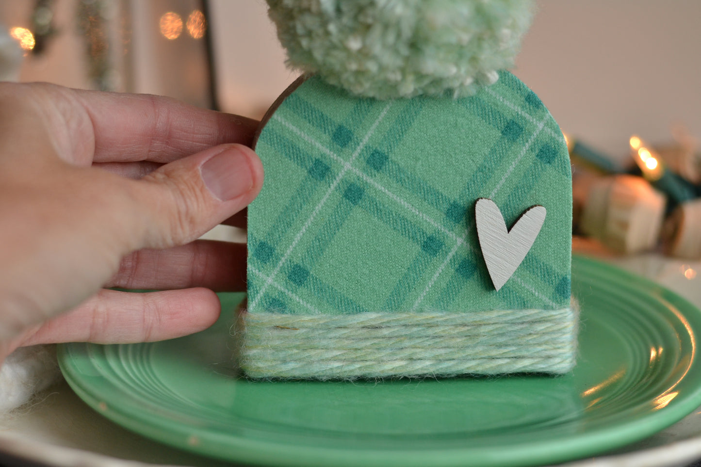 Mint Green Flannel Plaid Winter Toque