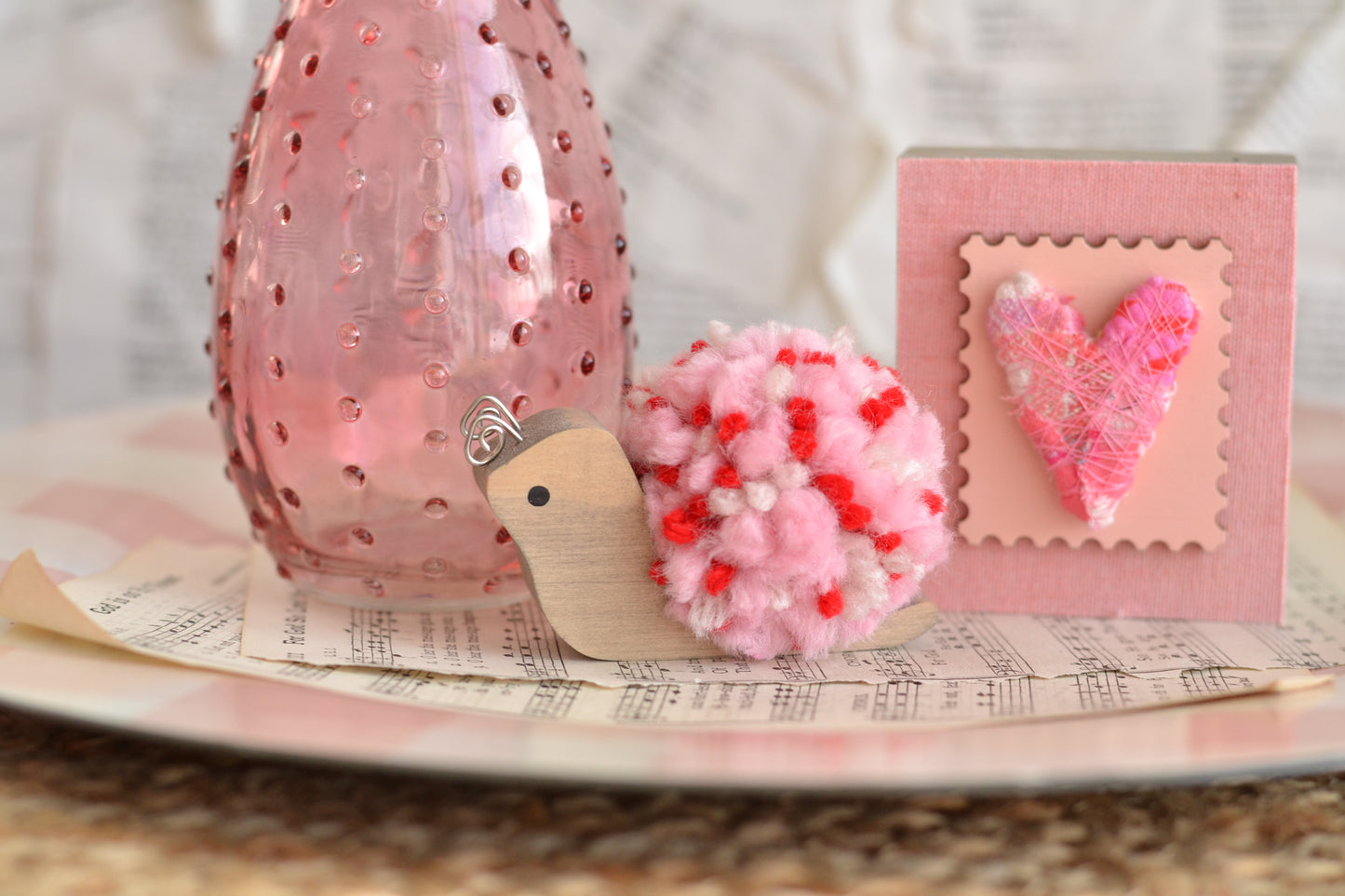 Pom Pom Valentines Snail