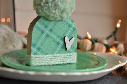 Mint Green Flannel Plaid Winter Toque