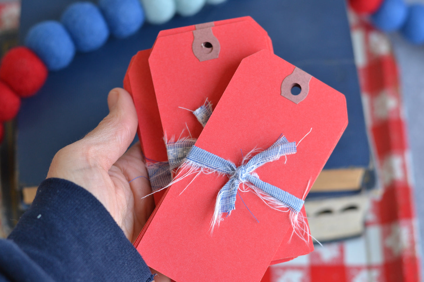 Set of 10 blank red shipping tags