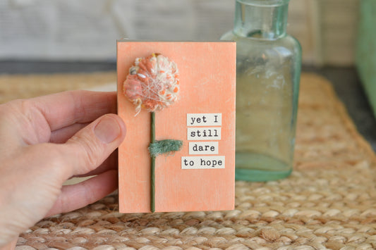 Peach Wood Hope Sign with Fabric Flower - P10