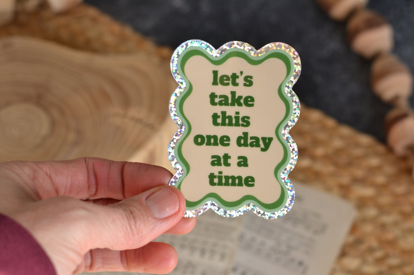 Green One Day at a Time Sticker