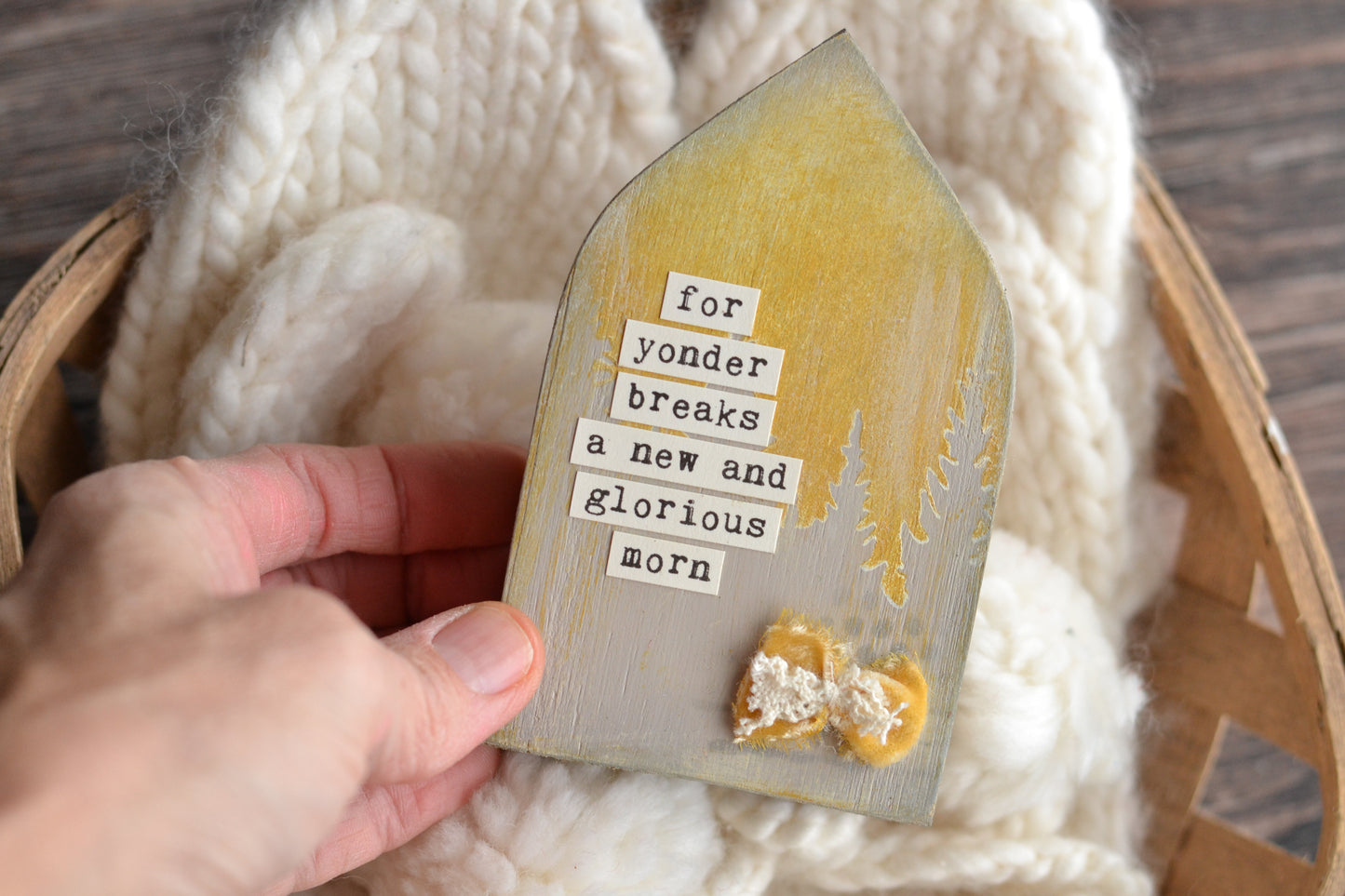 Wood Cathedral Arch Sign - For yonder breaks