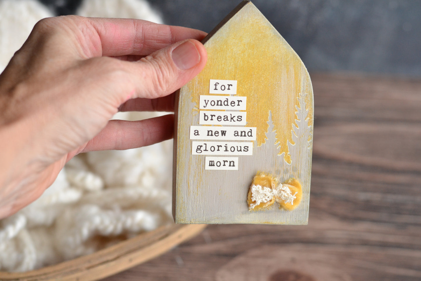 Wood Cathedral Arch Sign - For yonder breaks