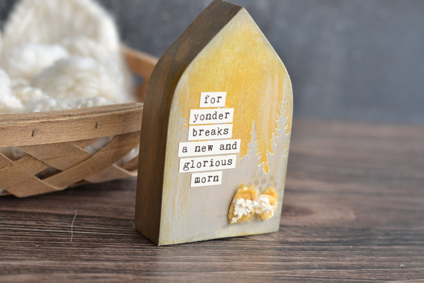 Wood Cathedral Arch Sign - For yonder breaks