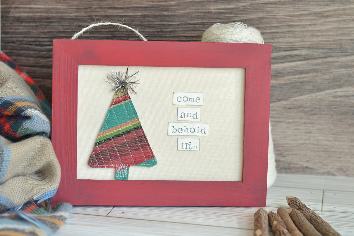 FRAMED Red Print and Frame - Come and Behold Him