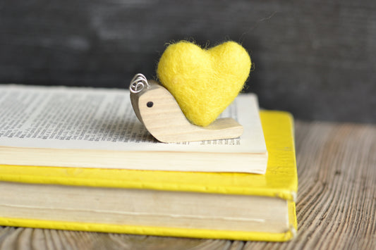 Yellow Felt Heart Snail