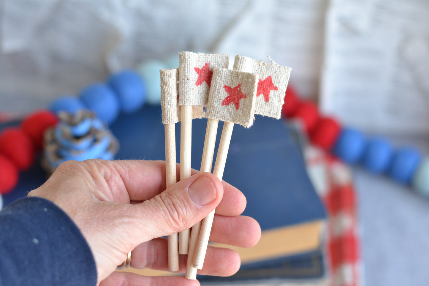 Mini Flags RED STAR - Set of FOUR