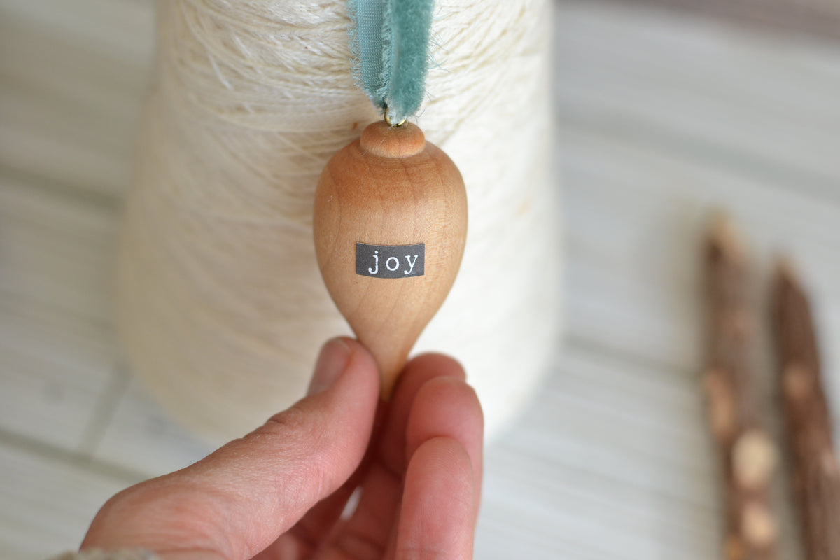 Wood Bulb JOY Ornament
