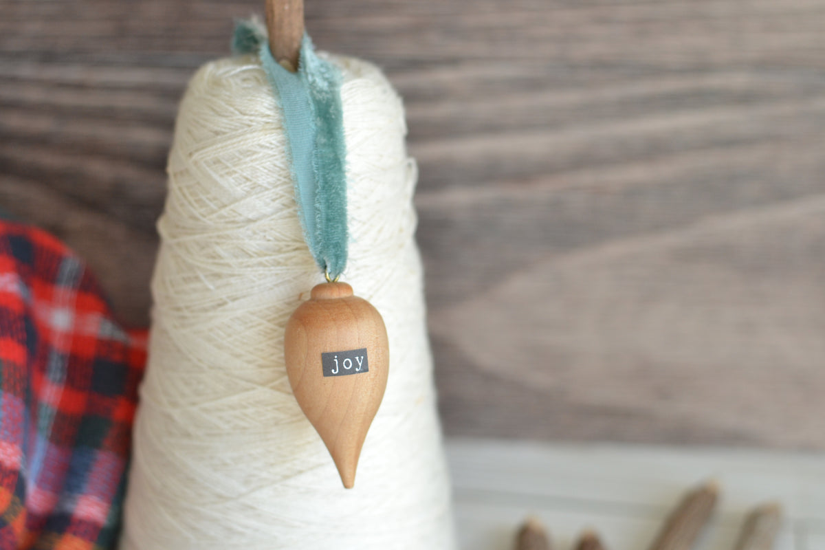 Wood Bulb JOY Ornament
