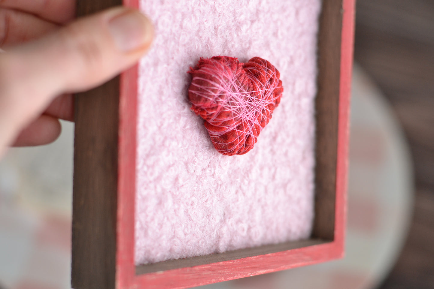 Patchwork Wrapped Heart Shadowbox Sign V06