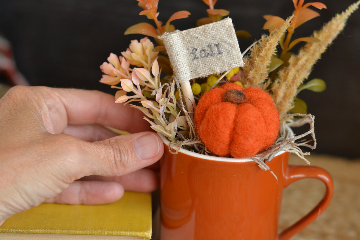 Autumn Orange Floral Large Mug