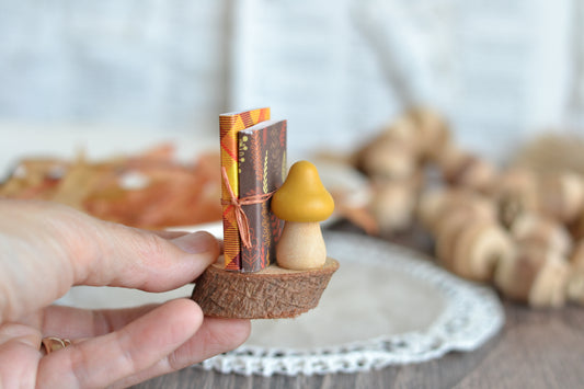 Fall Books on a Log Slice F52