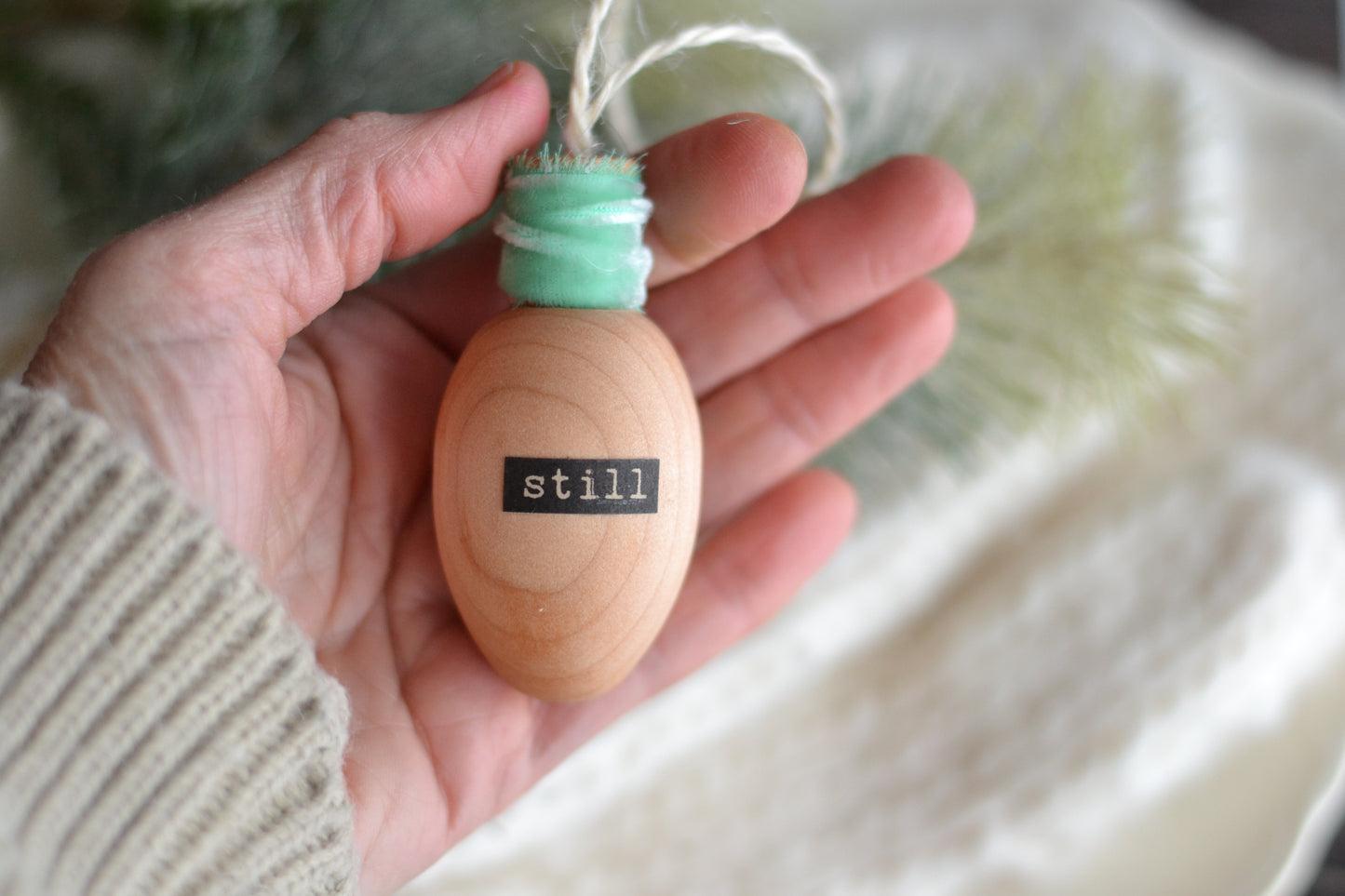 MINT VELVET Stained Wood Bulb Ornament - Still