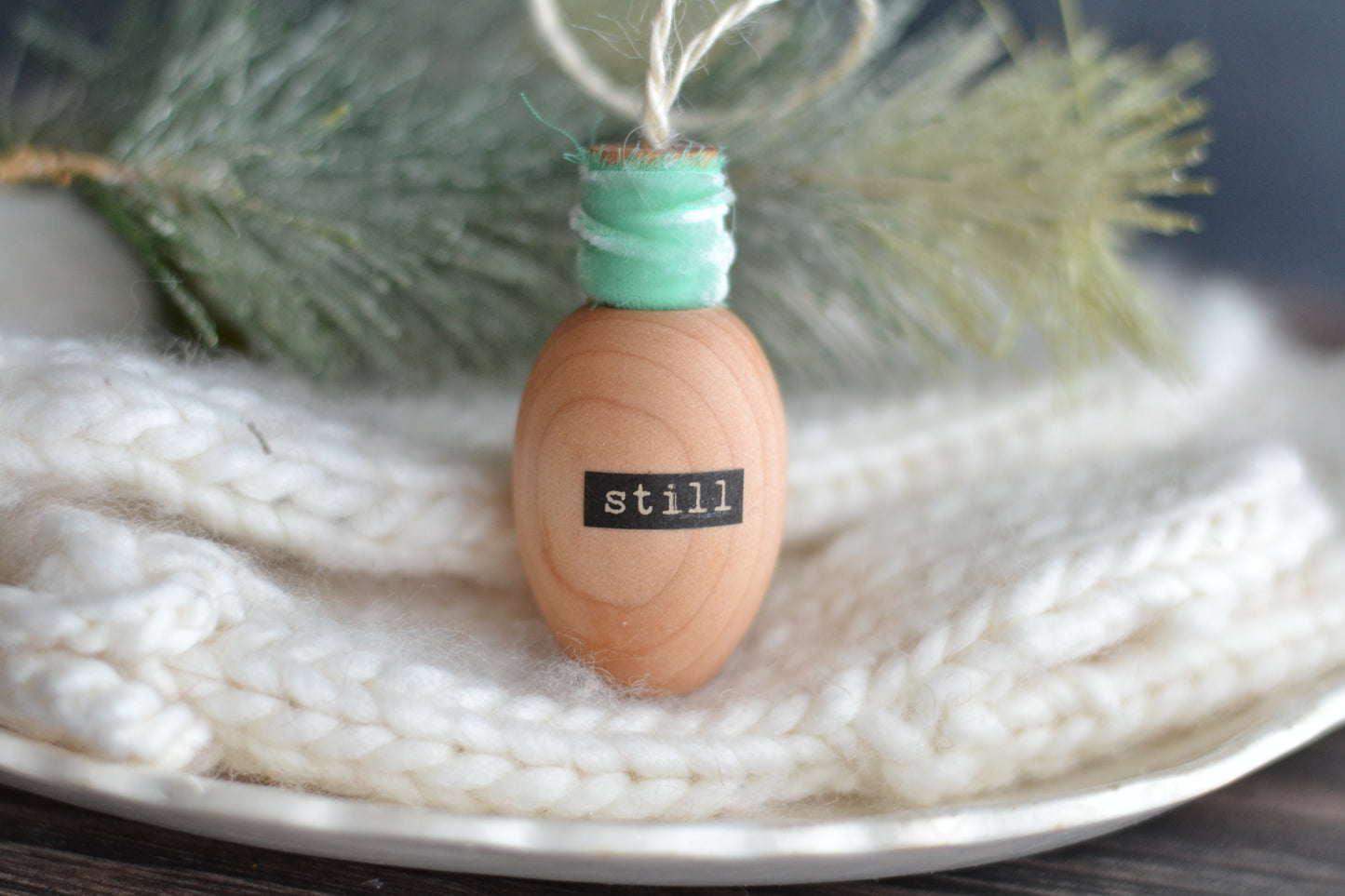 MINT VELVET Stained Wood Bulb Ornament - Still