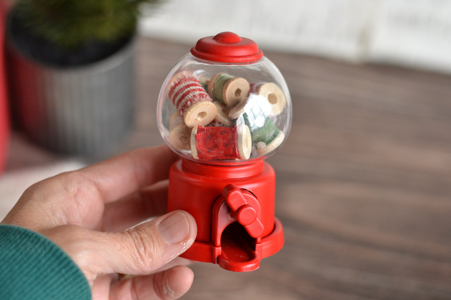 Red Gum Ball Dispenser with the cutest spools