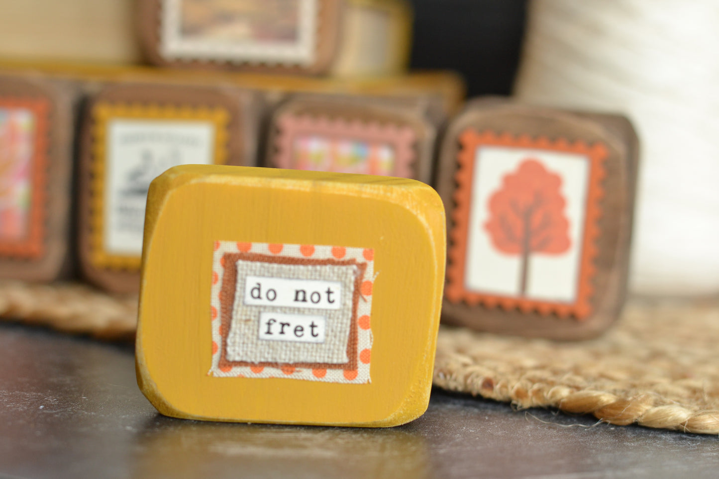 Mustard Gold Rustic Wood Block - Do not fret