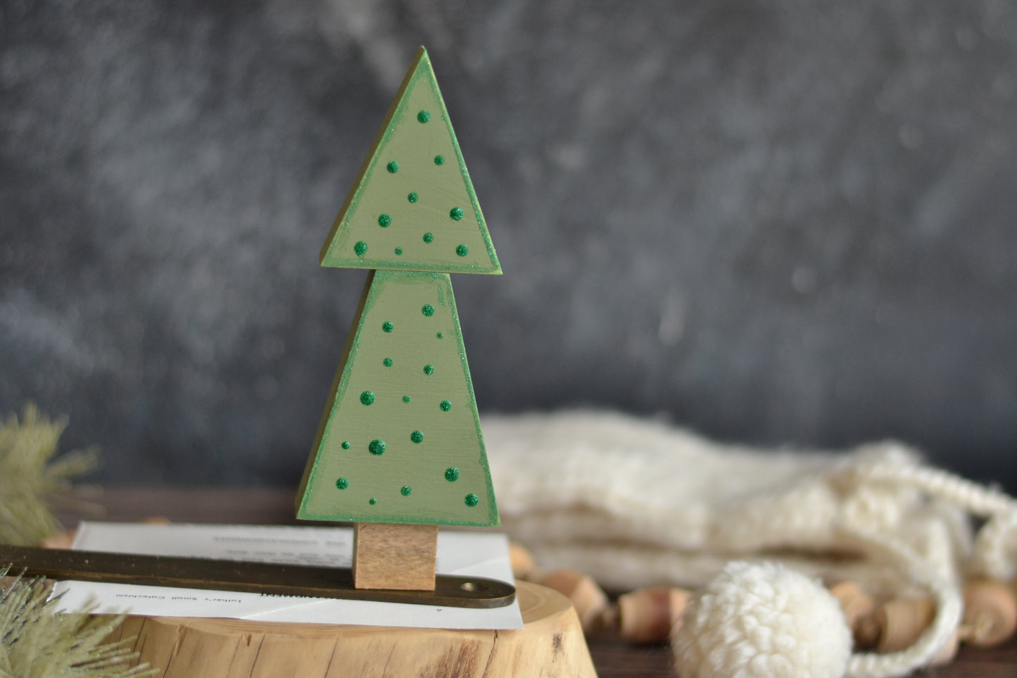 Sage Green Tree with Glitter Polka Dots