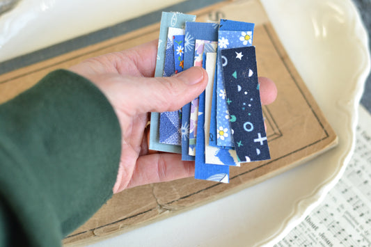 10 Pieces of Blue Fabric Washi Tape