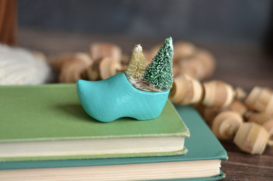 Mini Wood Clog with Bottle Brush Trees