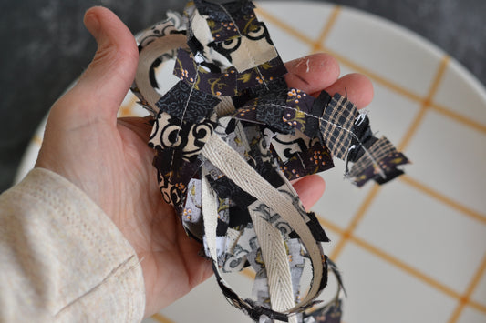 BLACK Fabric Scrap Ribbon - 1 Yard